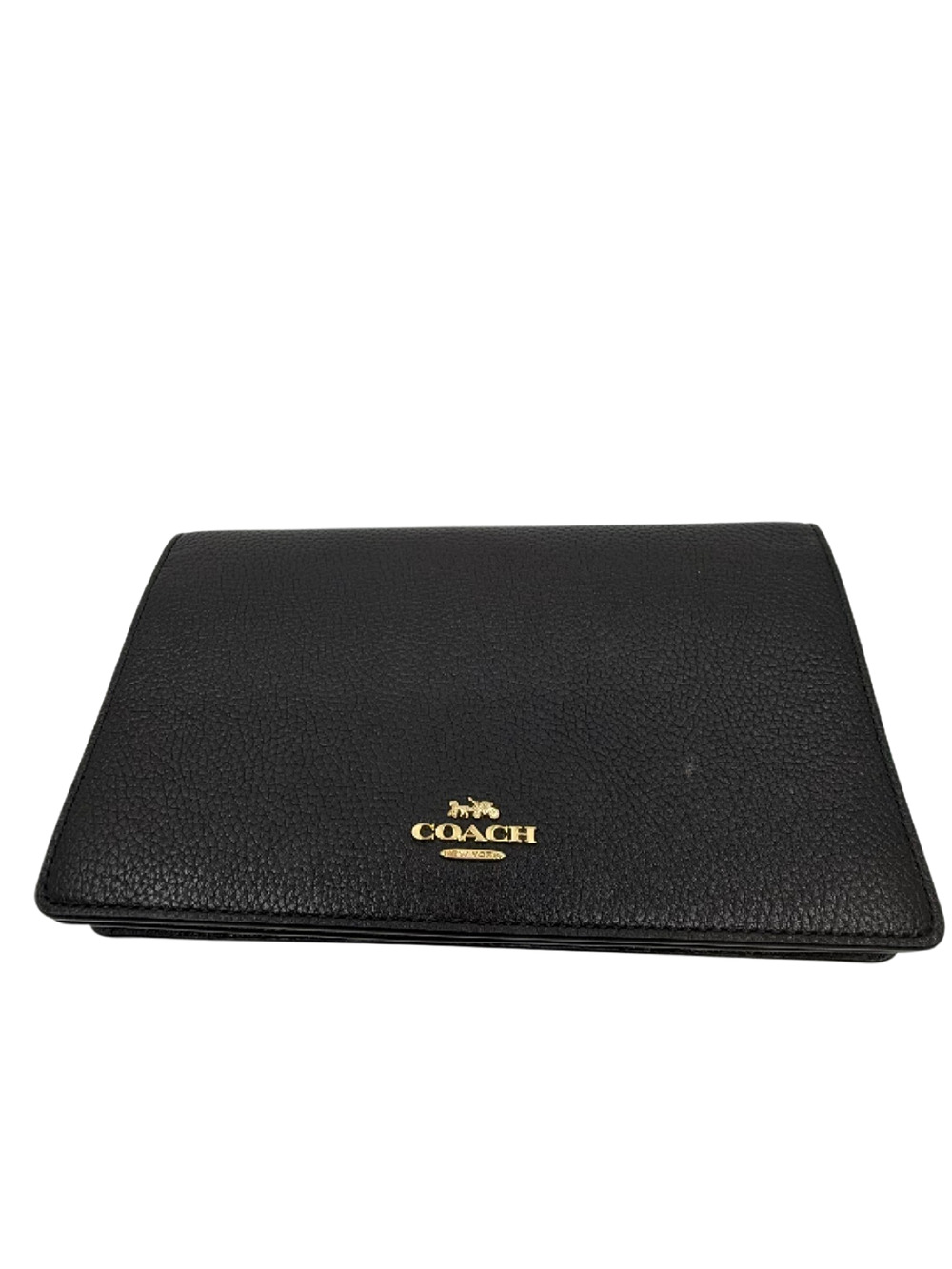 Coach Black Pebbled Leather Wallet on Chain